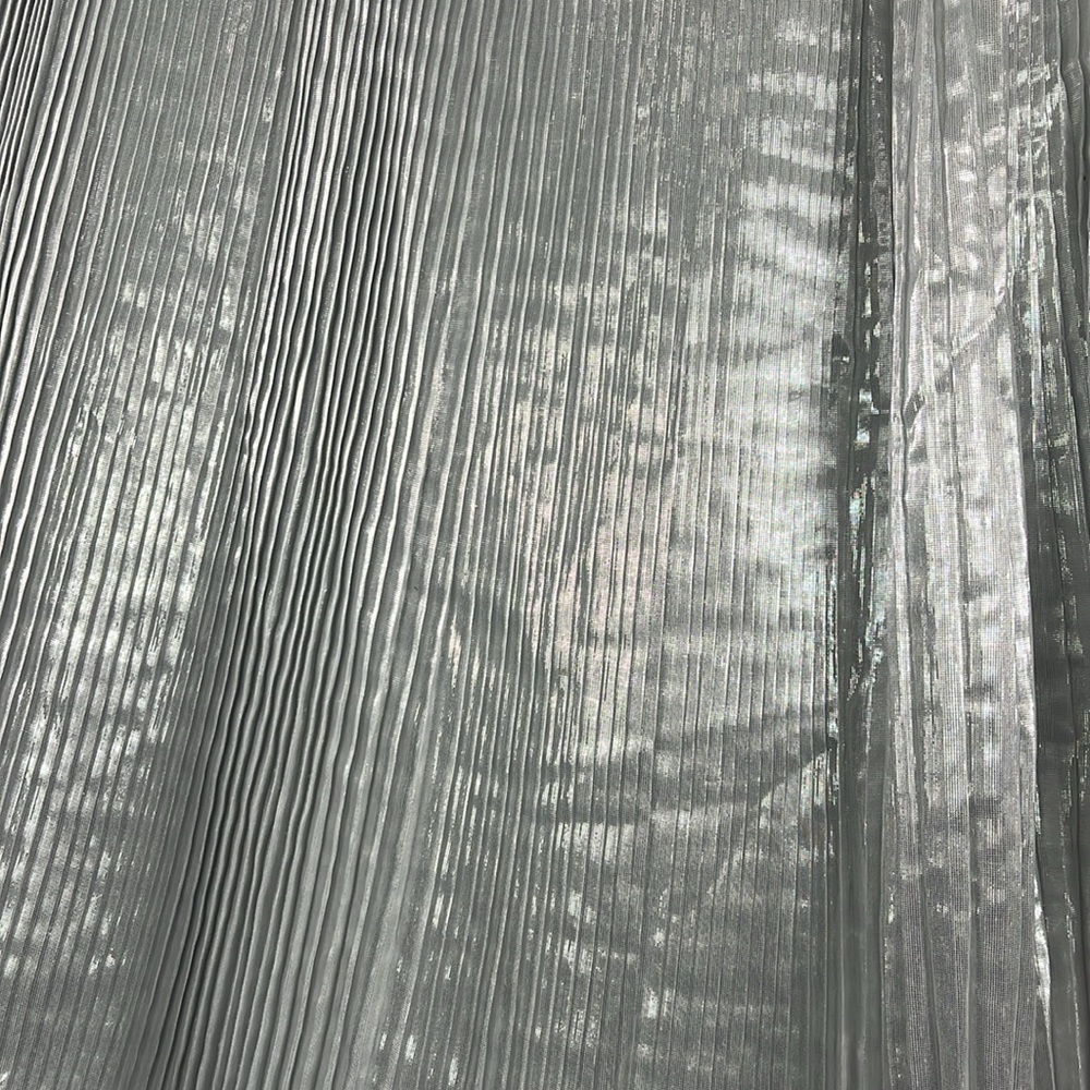 TALBOTS Silver Metallic Micro Pleated Party Skirt Knee Length Size 14 NWT - Picture 9 of 12